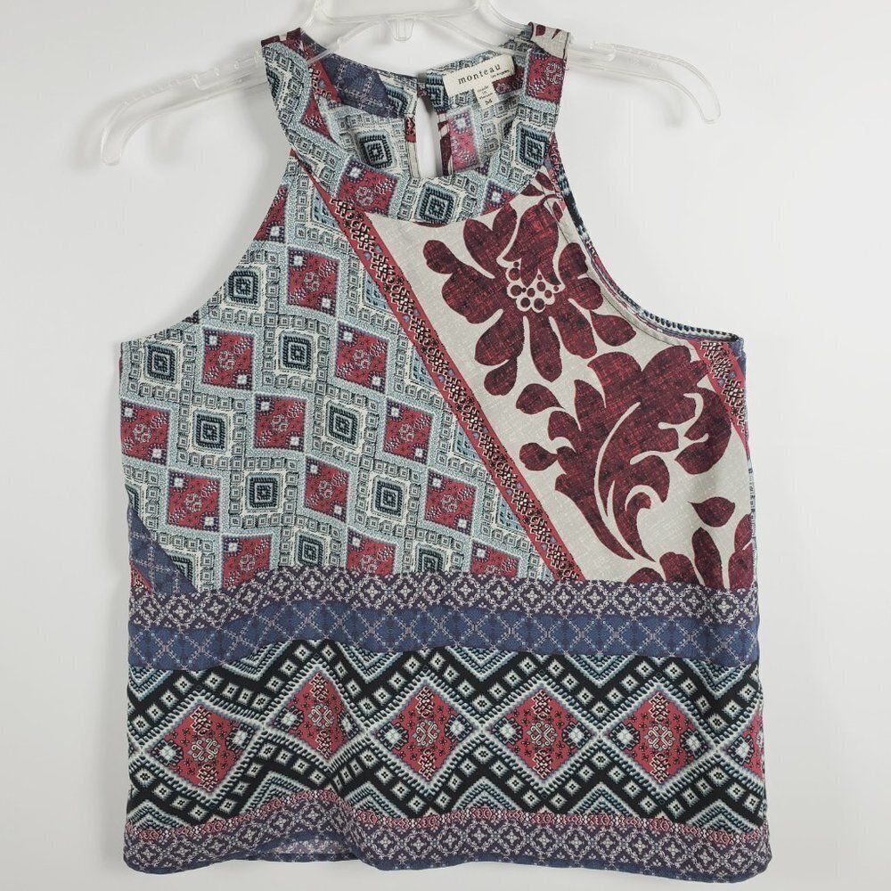 Monteau Multicolored Sleeveless Halter Top Sz M